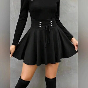 Kojooin Black Gothic Cosplay Punk Skort Skirt  Size 2XL